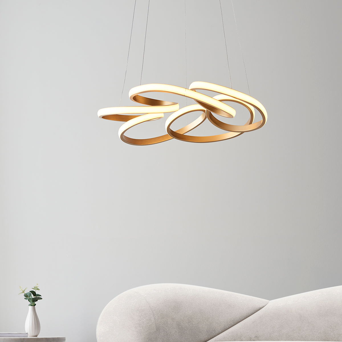 Inez Multi Spiral Pendant in Satin Gold