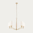 Odell Five Light Pendant in Antique Brass with Vintage White Fabric