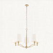 Odell Five Light Pendant in Antique Brass with Vintage White Fabric