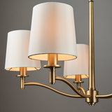Odell Five Light Pendant in Antique Brass with Vintage White Fabric