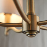 Odell Five Light Pendant in Antique Brass with Vintage White Fabric