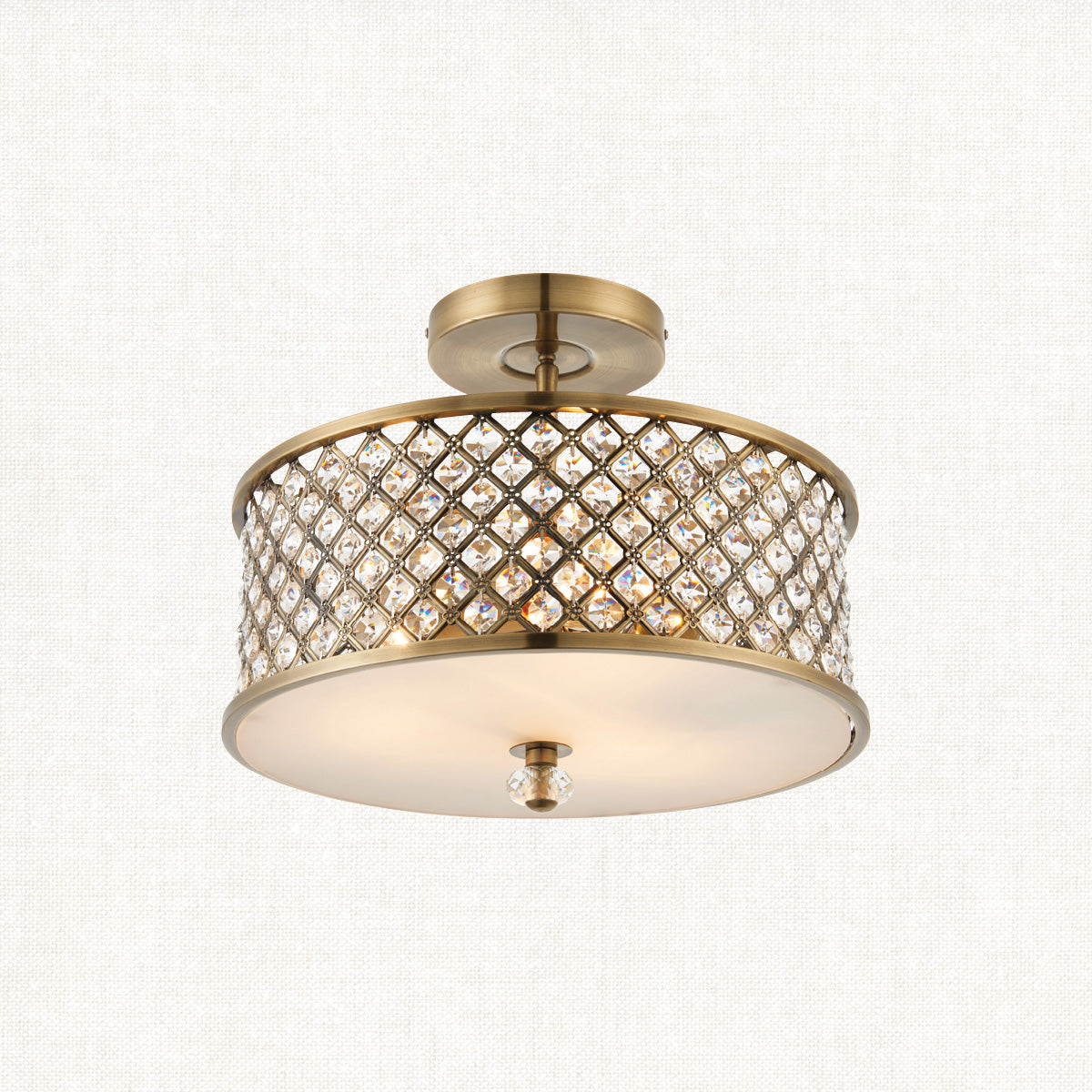 Arden Three Light Flush Light in Antique Brass