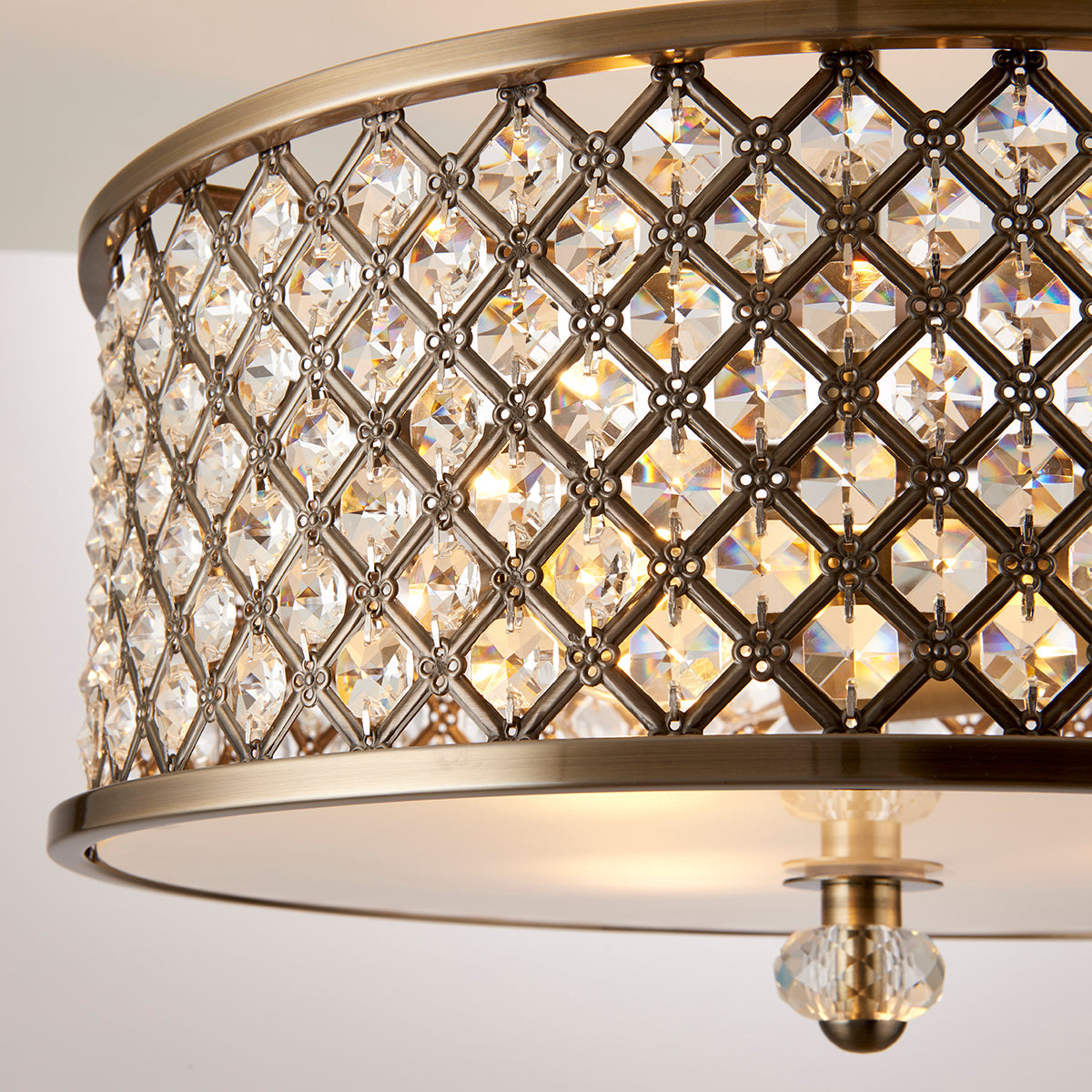Arden Three Light Flush Light in Antique Brass