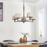 Isaac Five Light Pendant in Hammered Bronze