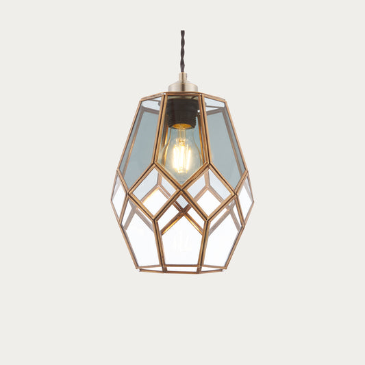 Bryson Smoked Glass Pendant Shade in Antique Brass
