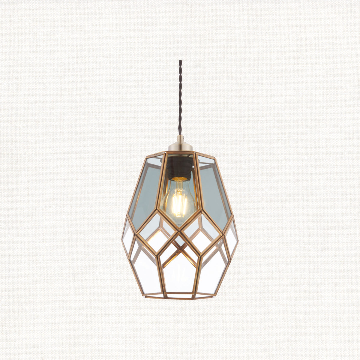 Bryson Smoked Glass Pendant Shade in Antique Brass