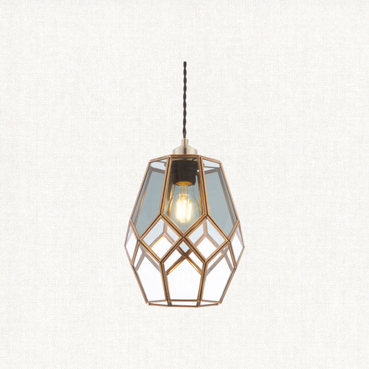 Bryson Smoked Glass Pendant Shade in Antique Brass
