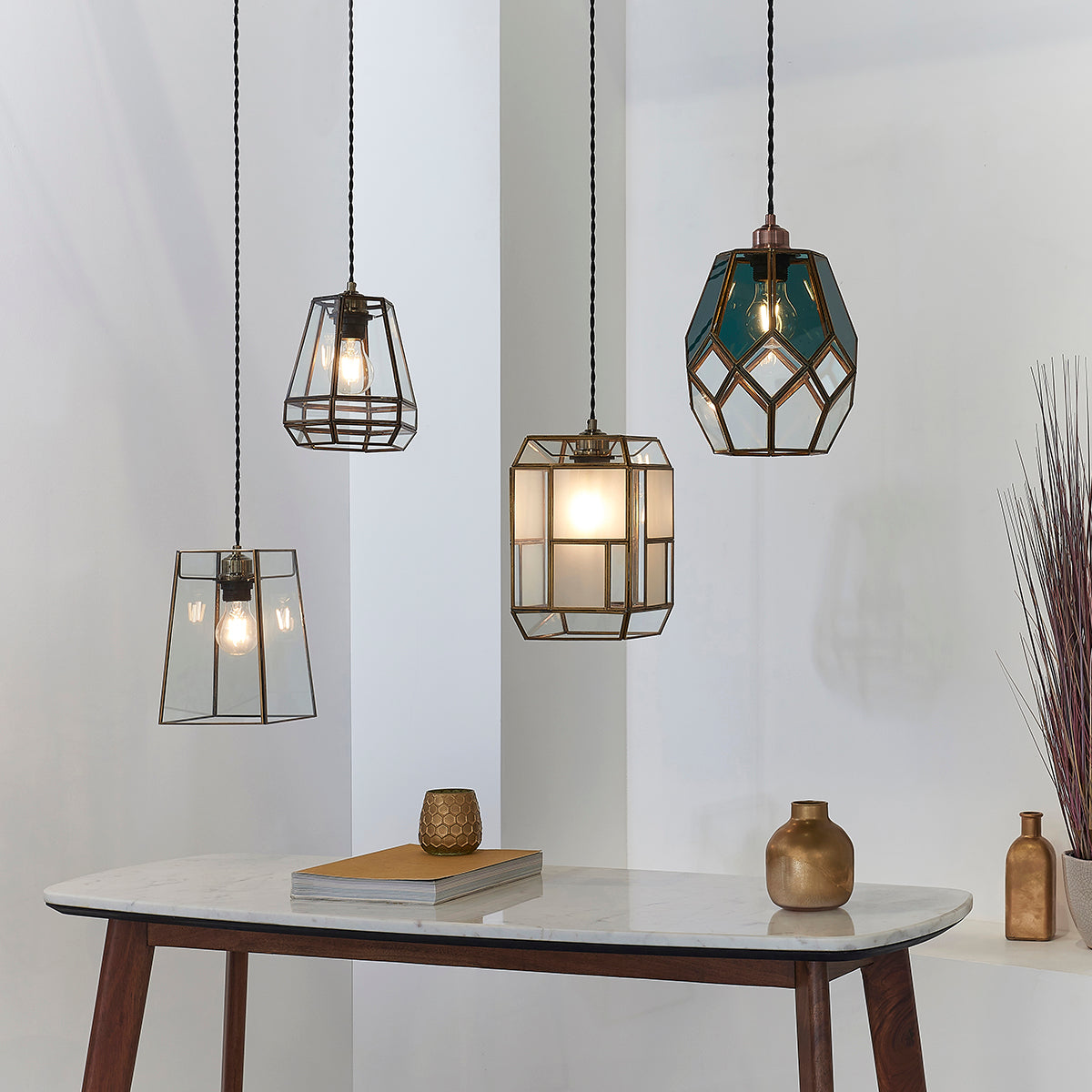 Bryson Smoked Glass Pendant Shade in Antique Brass
