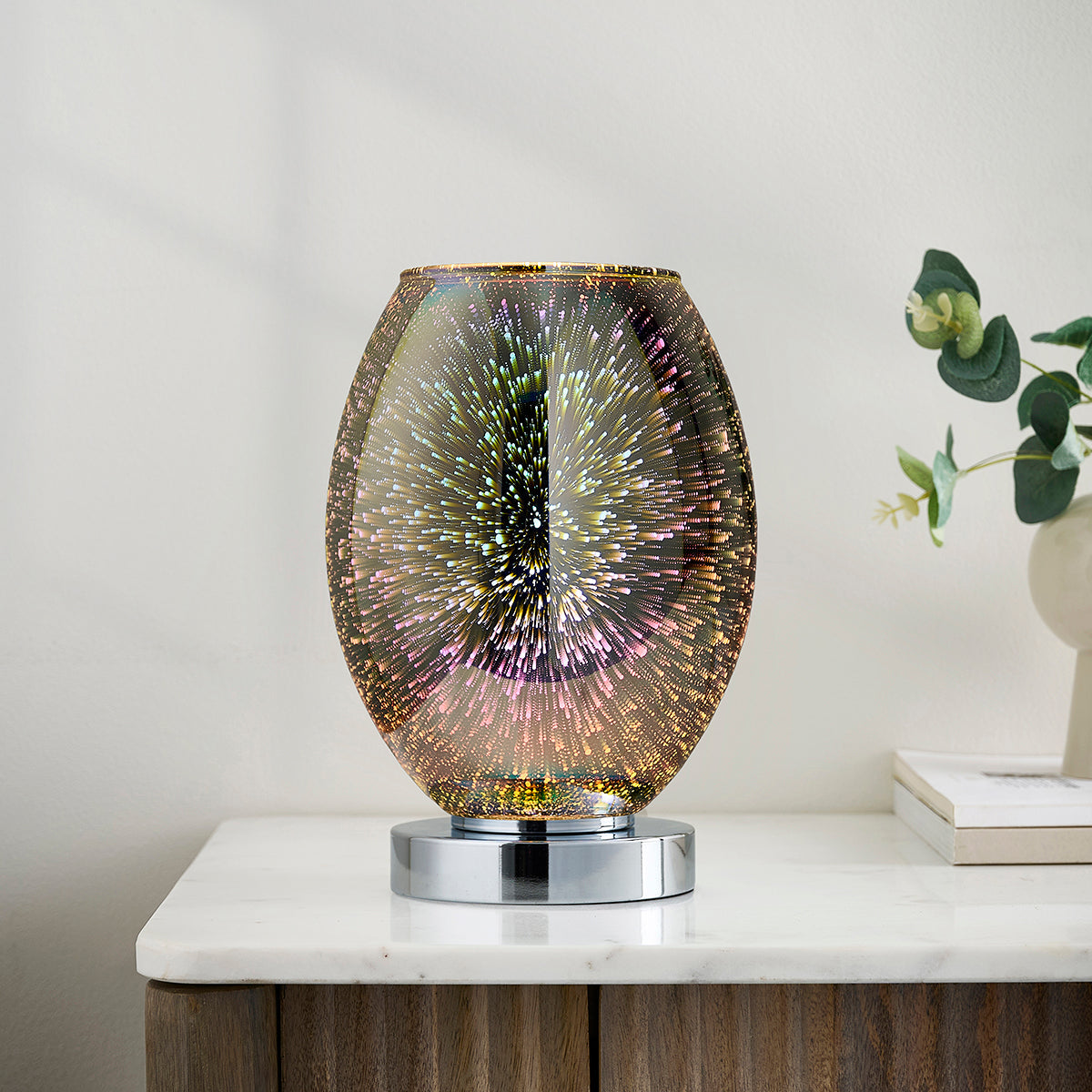 Astrid Holographic Glass Table Lamp in Chrome