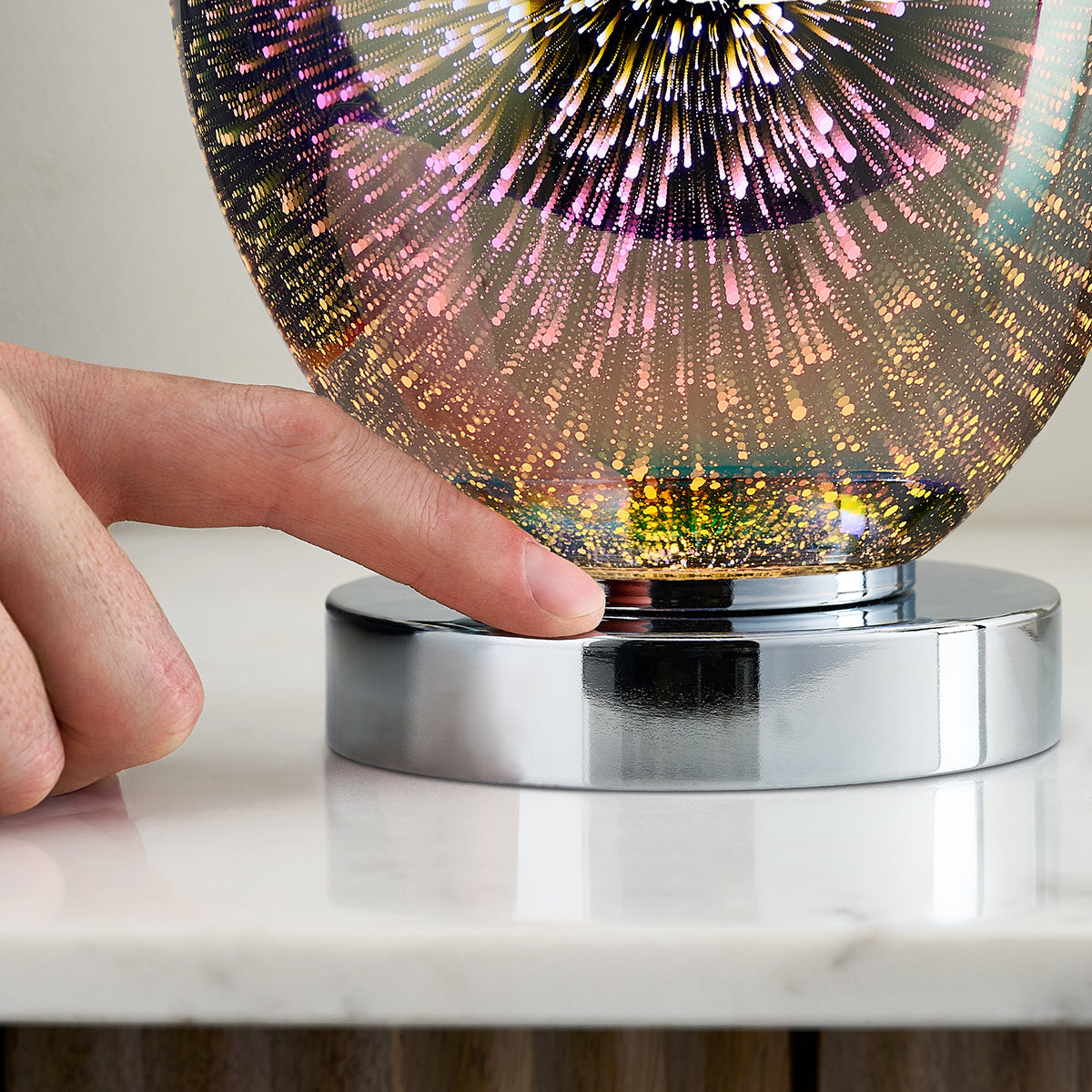 Astrid Holographic Glass Table Lamp in Chrome