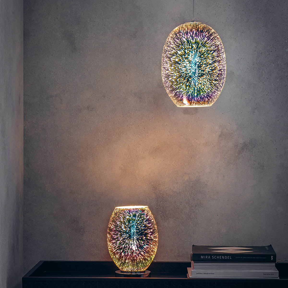 Astrid Holographic Glass Table Lamp in Chrome