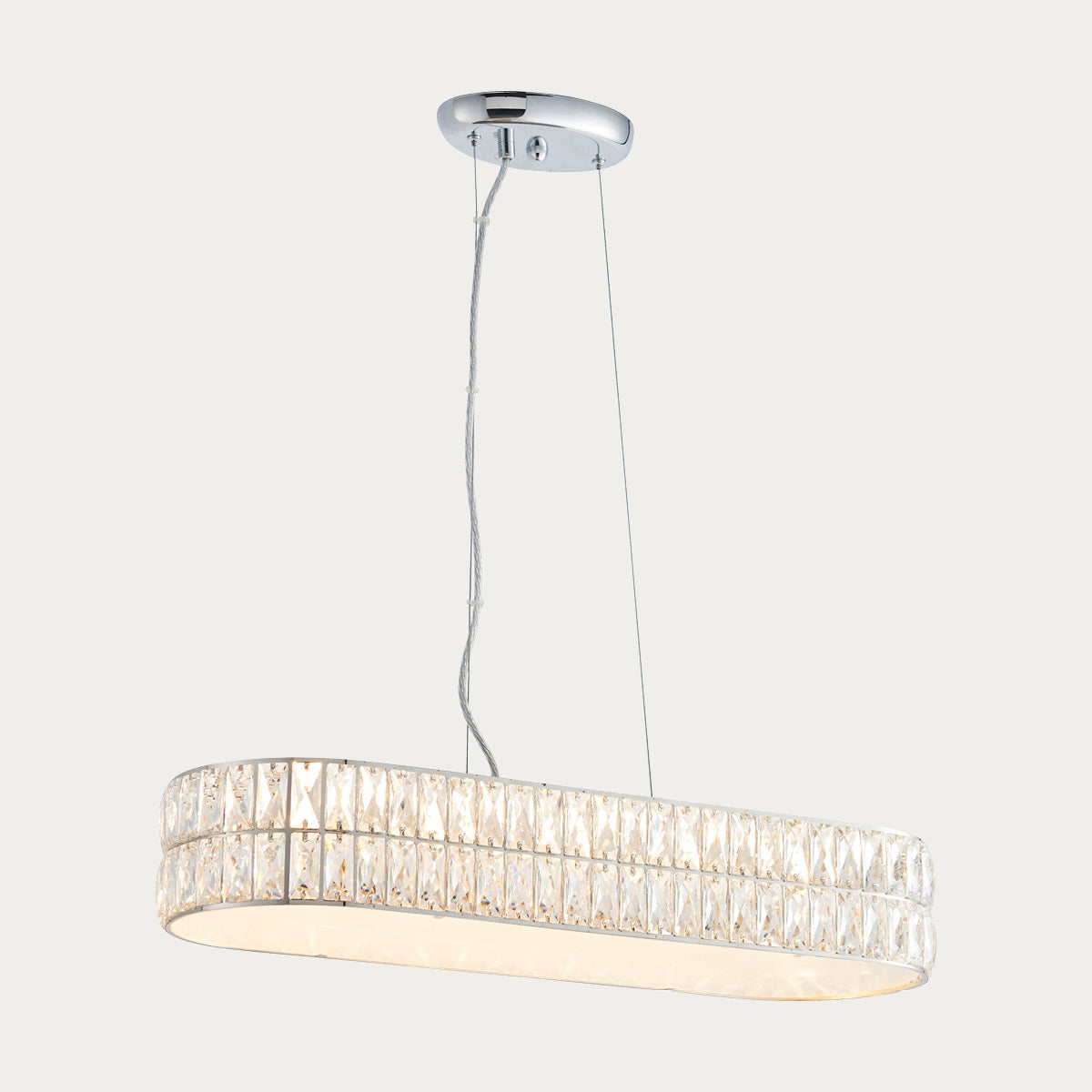 Elara Clear Crystal Five Light Linear Pendant in Chrome