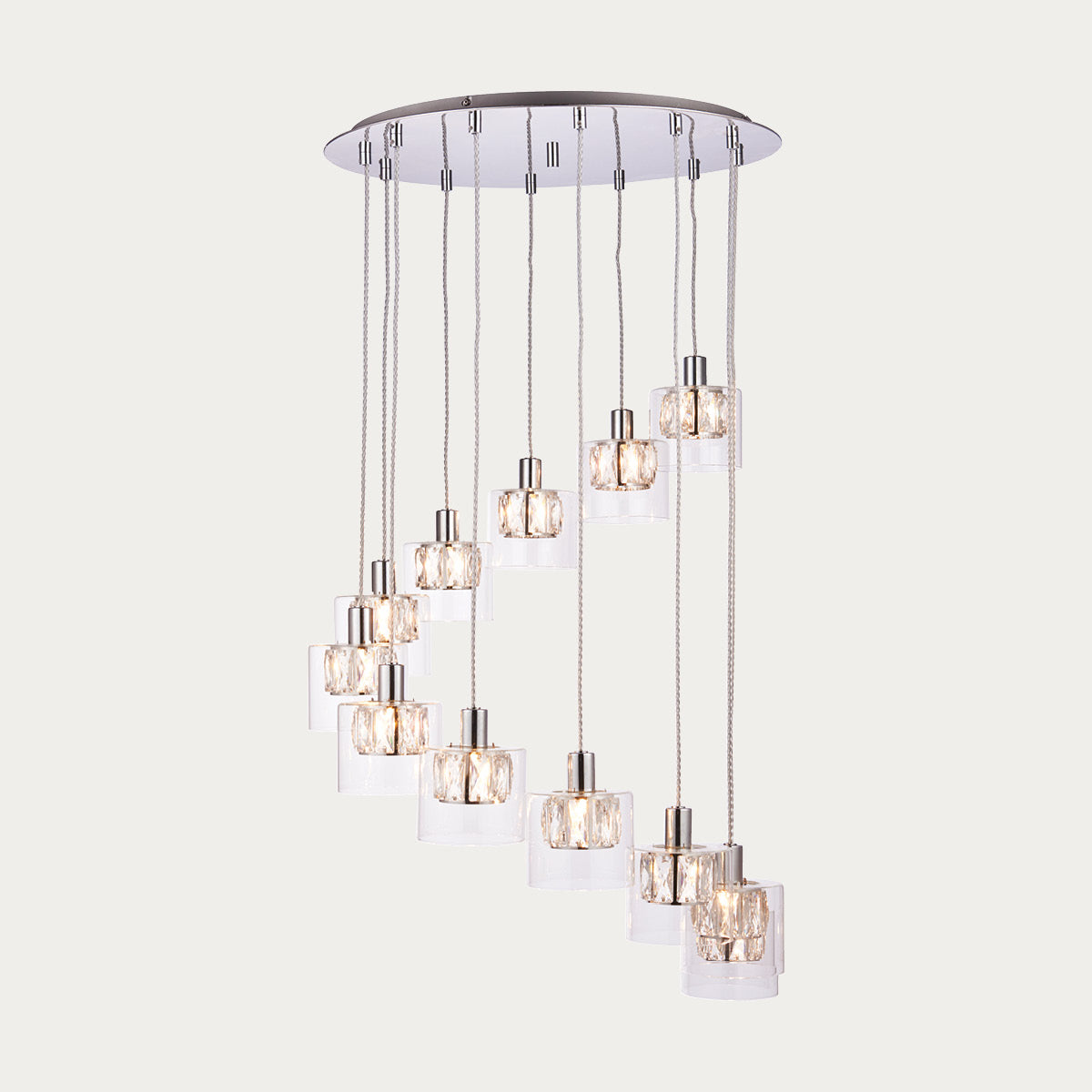 Elara Clear Glass Twelve Light Pendant in Chrome