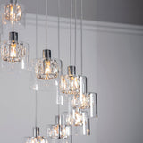 Elara Clear Glass Twelve Light Pendant in Chrome