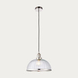 Marlowe Clear Ribbed Glass Pendant in Bright Nickel
