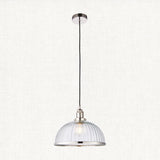 Marlowe Clear Ribbed Glass Pendant in Bright Nickel