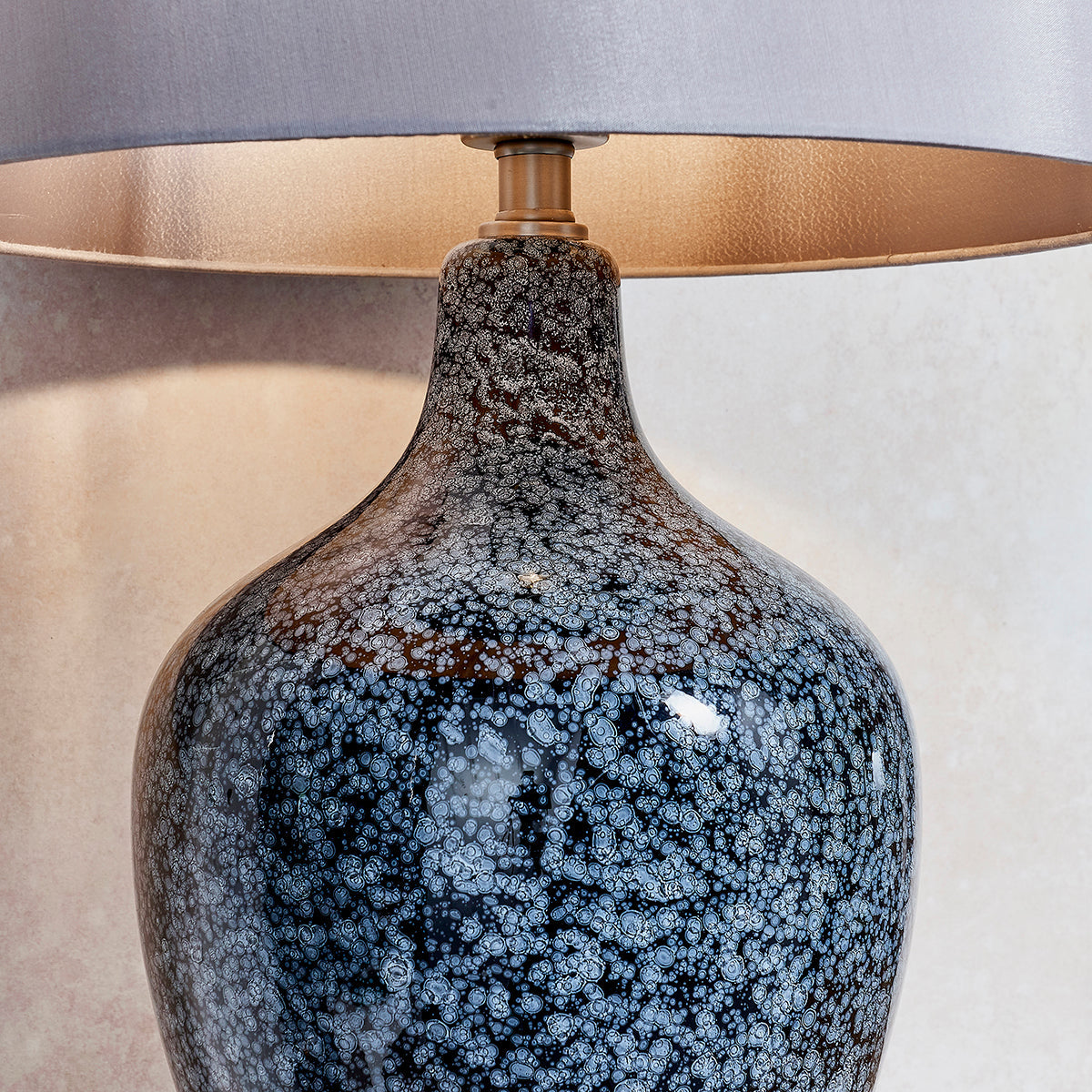 Iris Table Lamp in Grey Black with Mink Shade