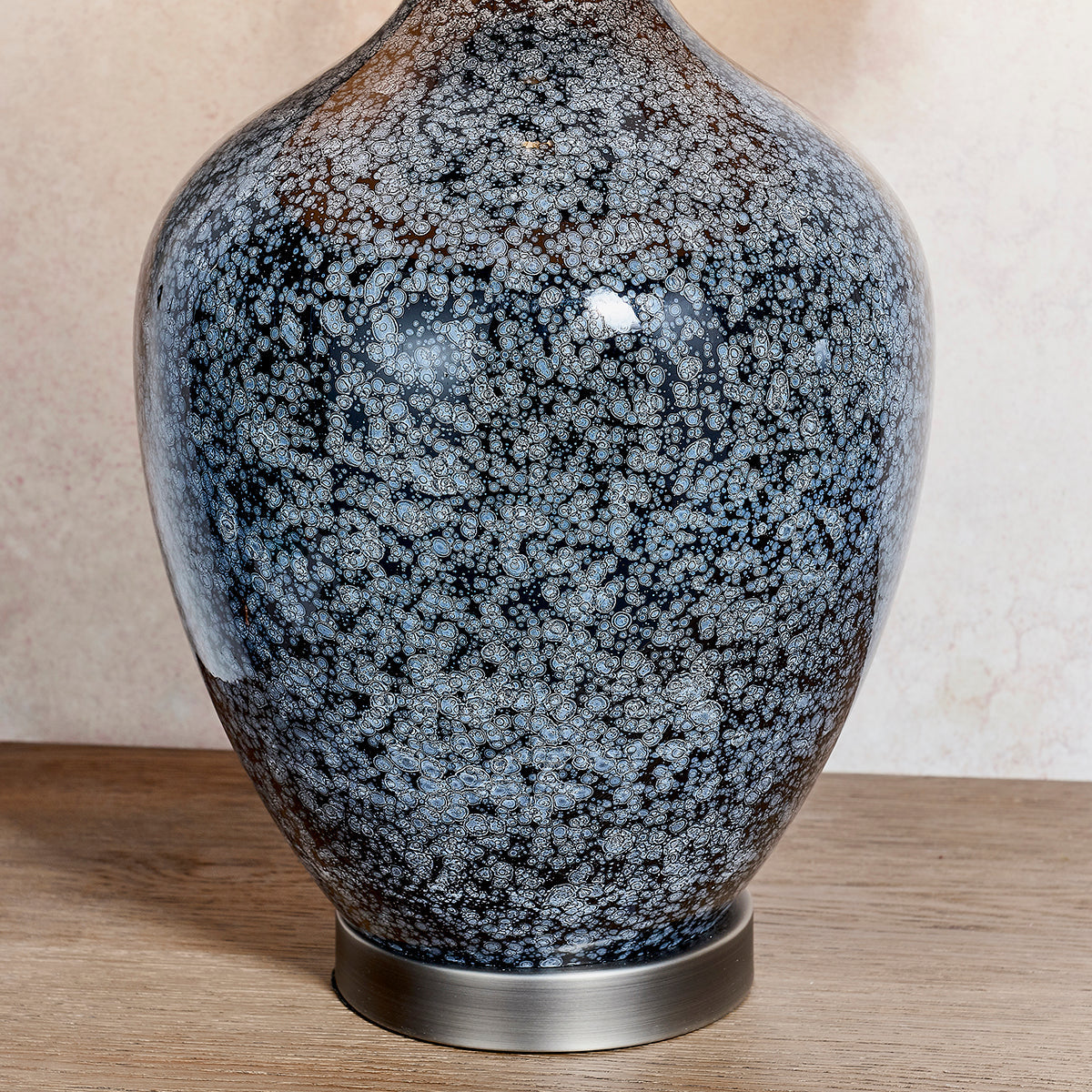 Iris Table Lamp in Grey Black with Mink Shade