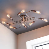 Russell Eight-Light Semi-Flush Light in Pewter