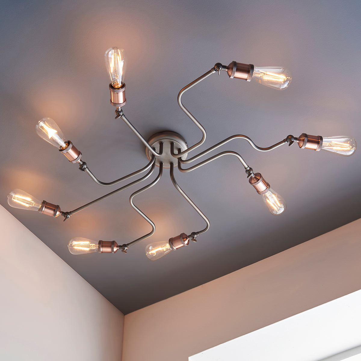 Russell Eight-Light Semi-Flush Light in Pewter