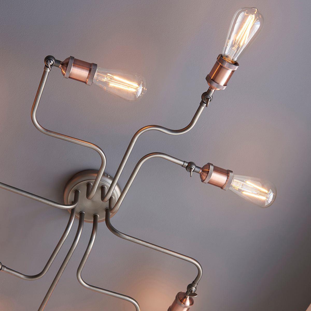 Russell Eight-Light Semi-Flush Light in Pewter