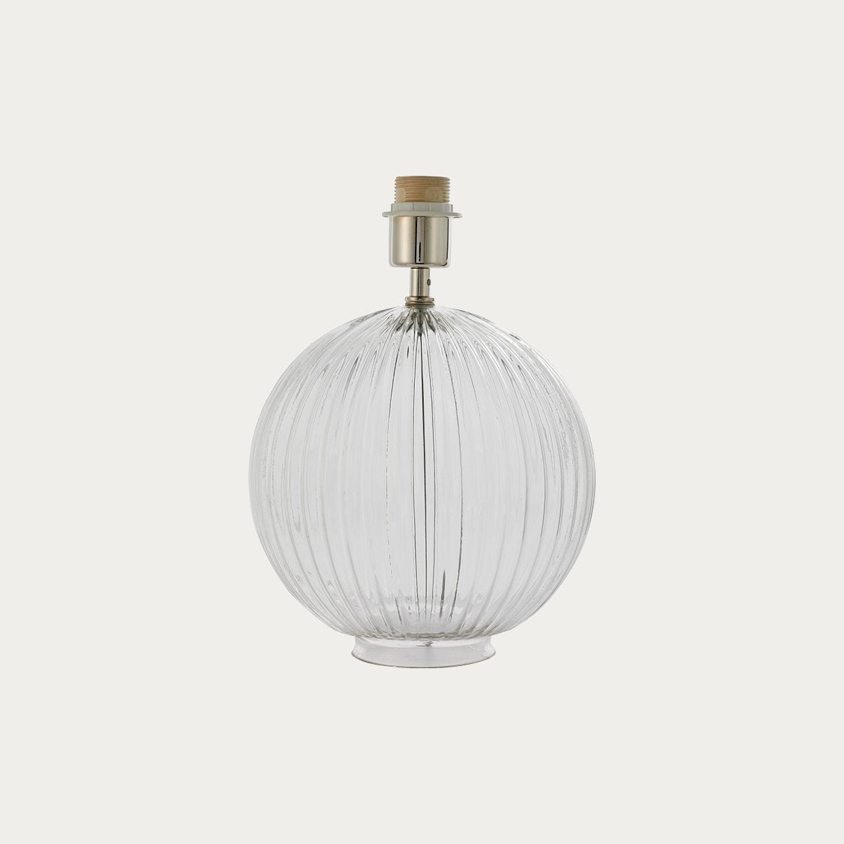 Jem Clear Ribbed Glass Table Lamp Base in Satin Nickel