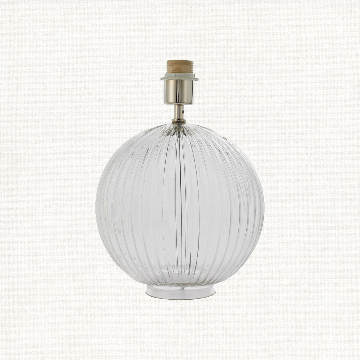 Jem Clear Ribbed Glass Table Lamp Base in Satin Nickel