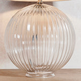 Jem Clear Ribbed Glass Table Lamp Base in Satin Nickel