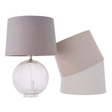 Jem Clear Ribbed Glass Table Lamp Base in Satin Nickel