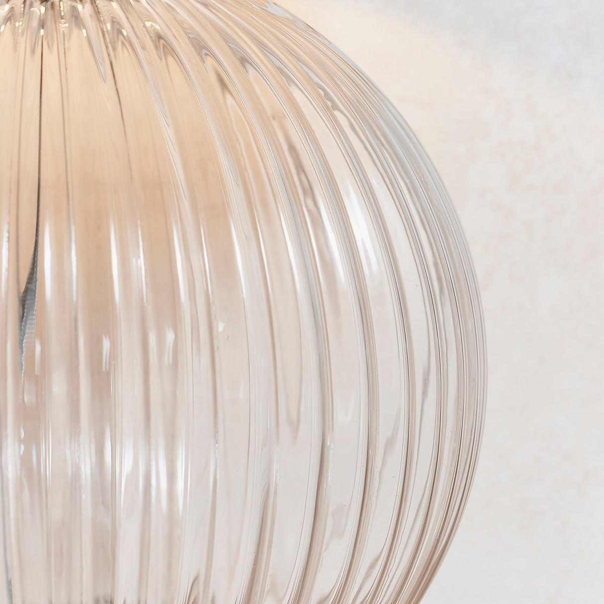 Jem Clear Ribbed Glass Table Lamp Base in Satin Nickel