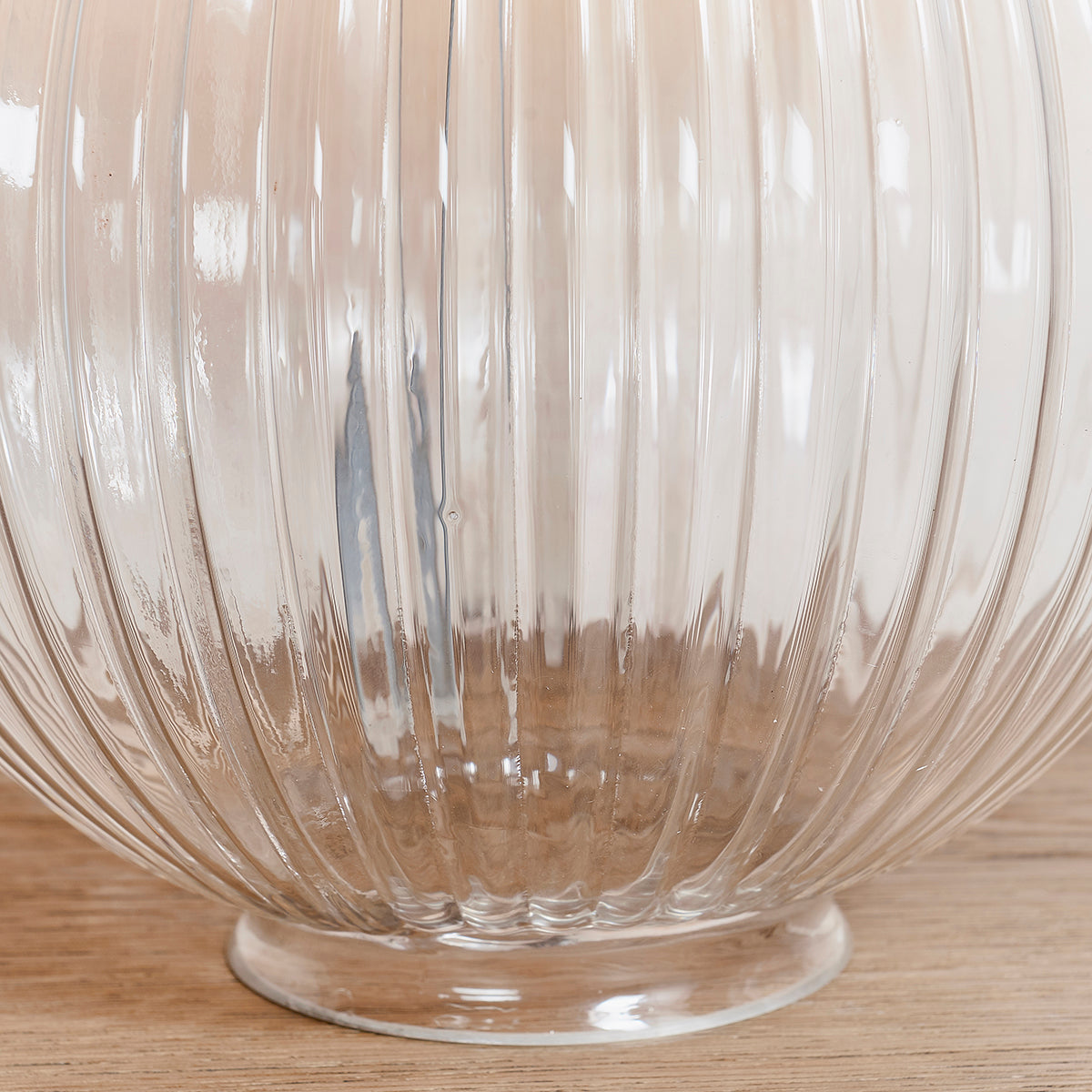 Jem Clear Ribbed Glass Table Lamp Base in Satin Nickel