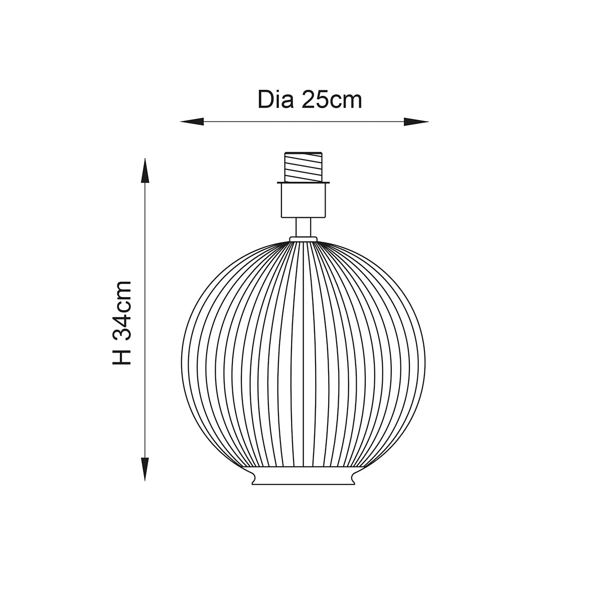 Jem Clear Ribbed Glass Table Lamp Base in Satin Nickel