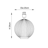 Jem Clear Ribbed Glass Table Lamp Base in Satin Nickel