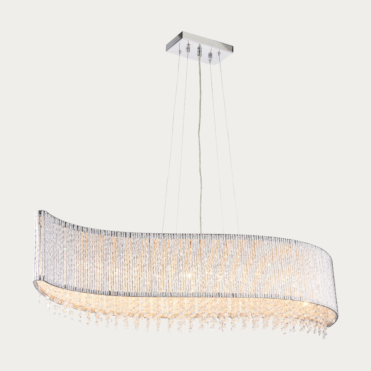 Fergus Clear Crystal Eight Light Pendant in Chrome