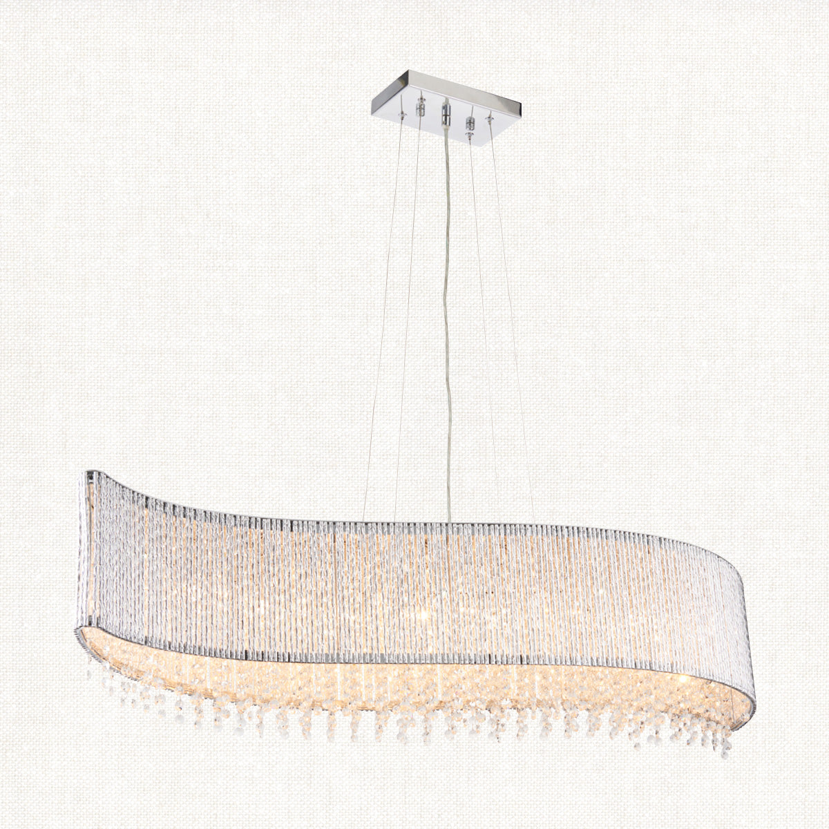 Fergus Clear Crystal Eight Light Pendant in Chrome