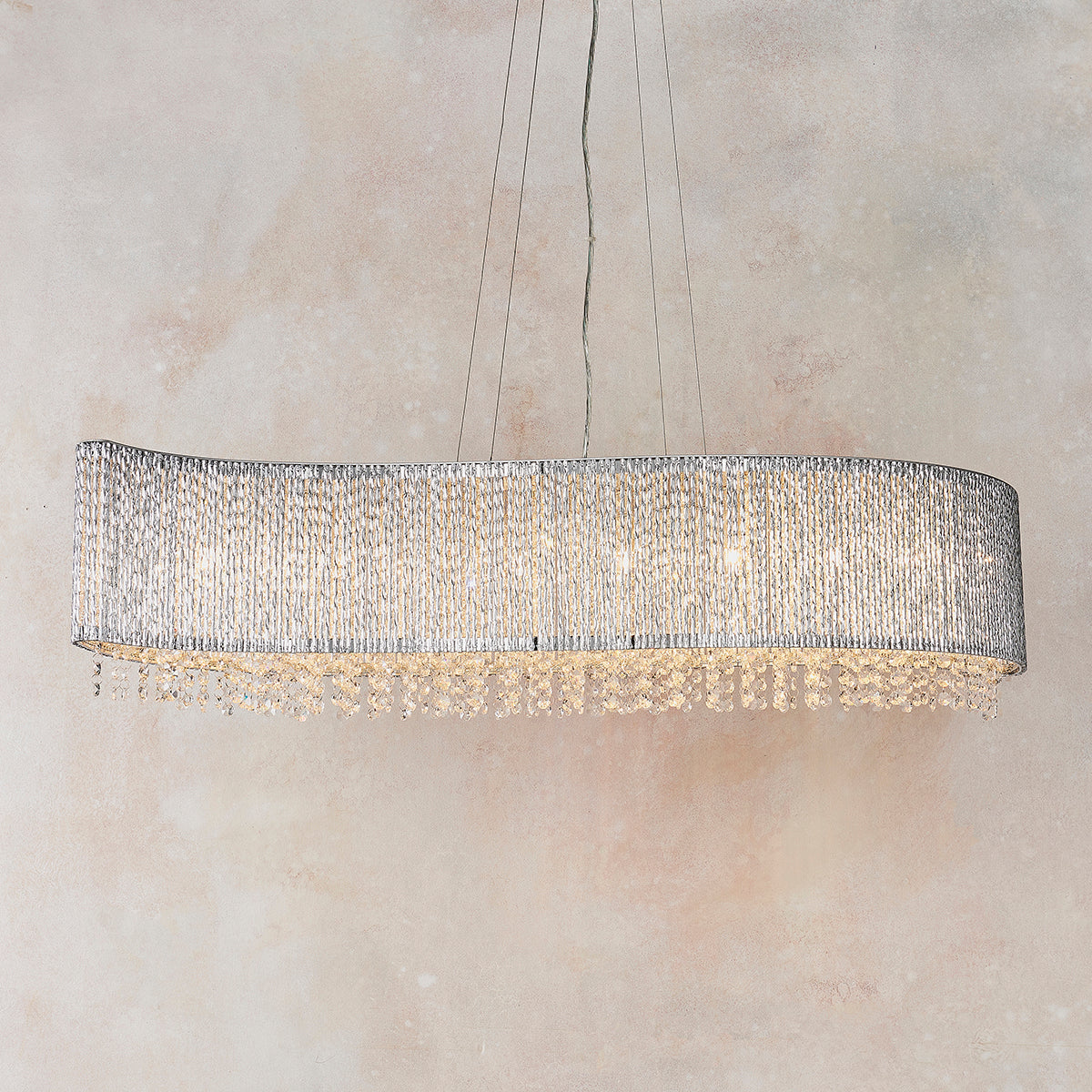Fergus Clear Crystal Eight Light Pendant in Chrome