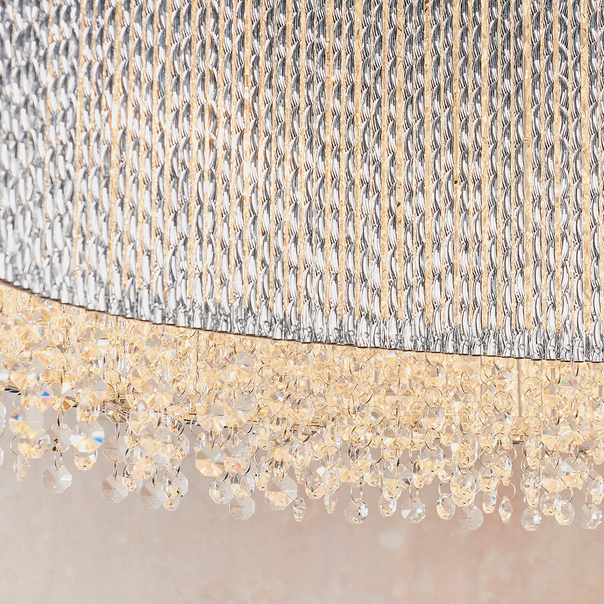 Fergus Clear Crystal Eight Light Pendant in Chrome