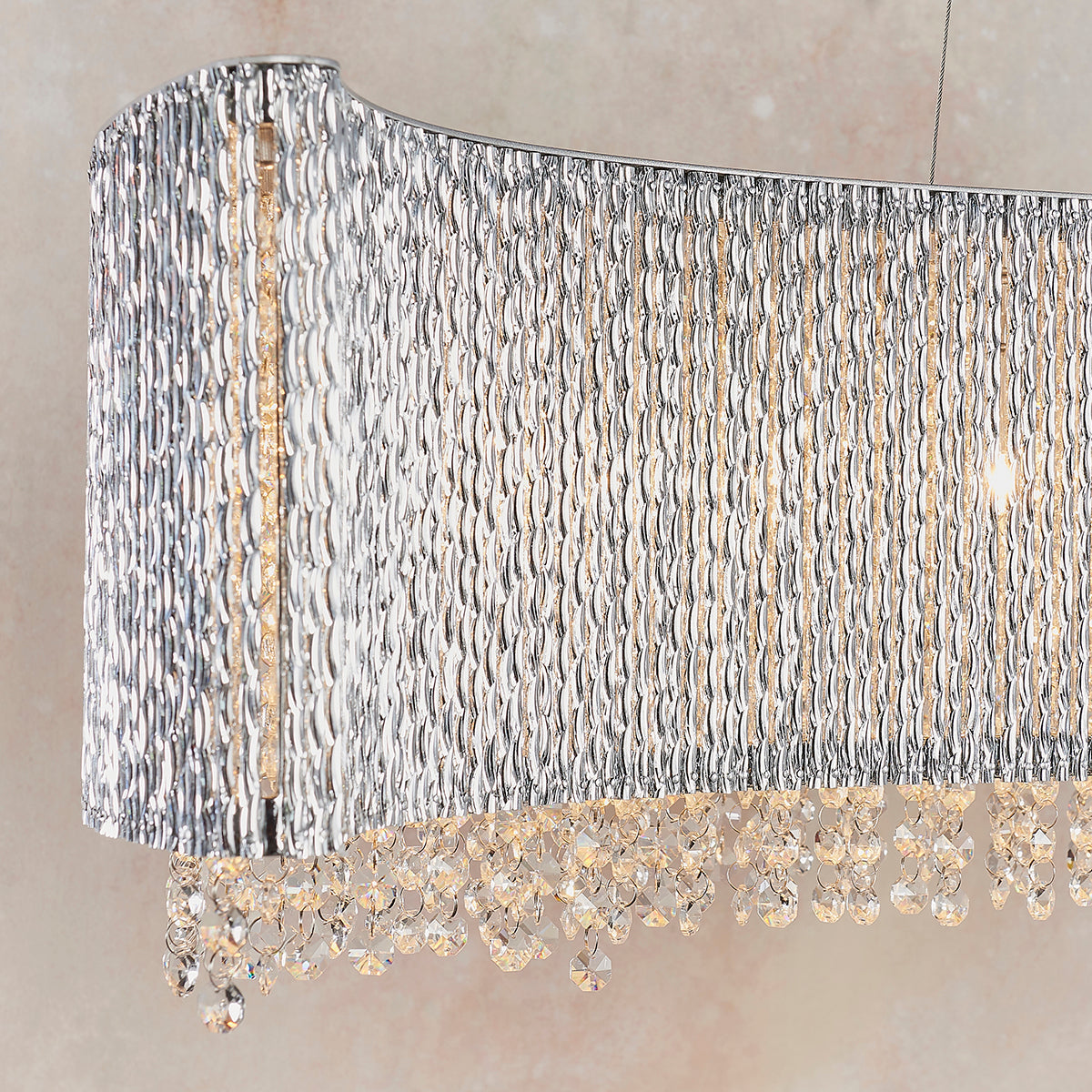 Fergus Clear Crystal Eight Light Pendant in Chrome