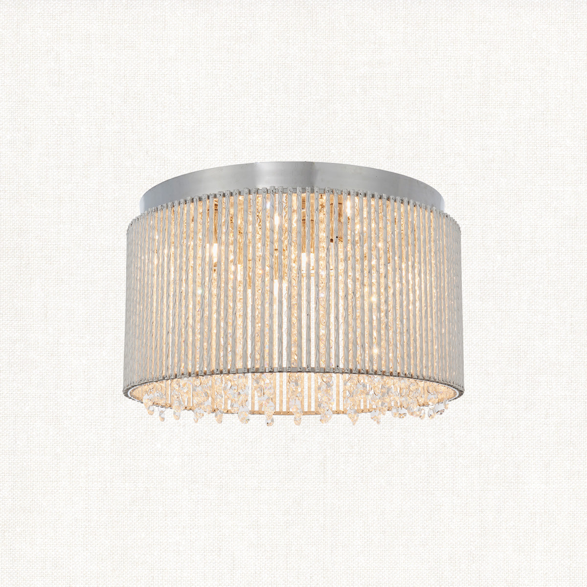 Fergus Clear Crystal Ten Light Flush Light in Chrome