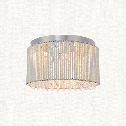 Fergus Clear Crystal Ten Light Flush Light in Chrome