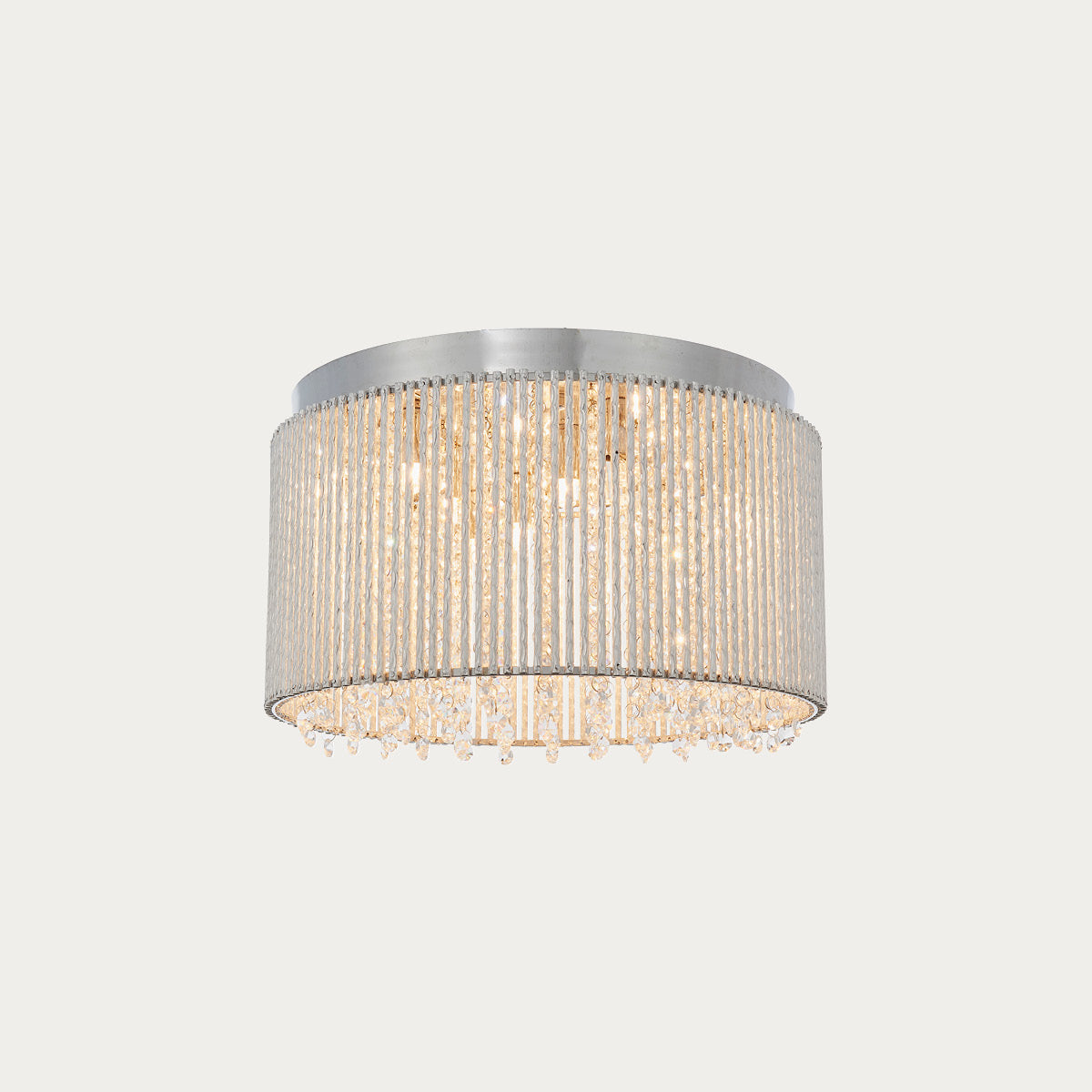 Fergus Clear Crystal Ten Light Flush Light in Chrome