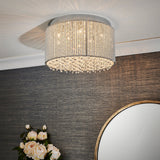 Fergus Clear Crystal Ten Light Flush Light in Chrome