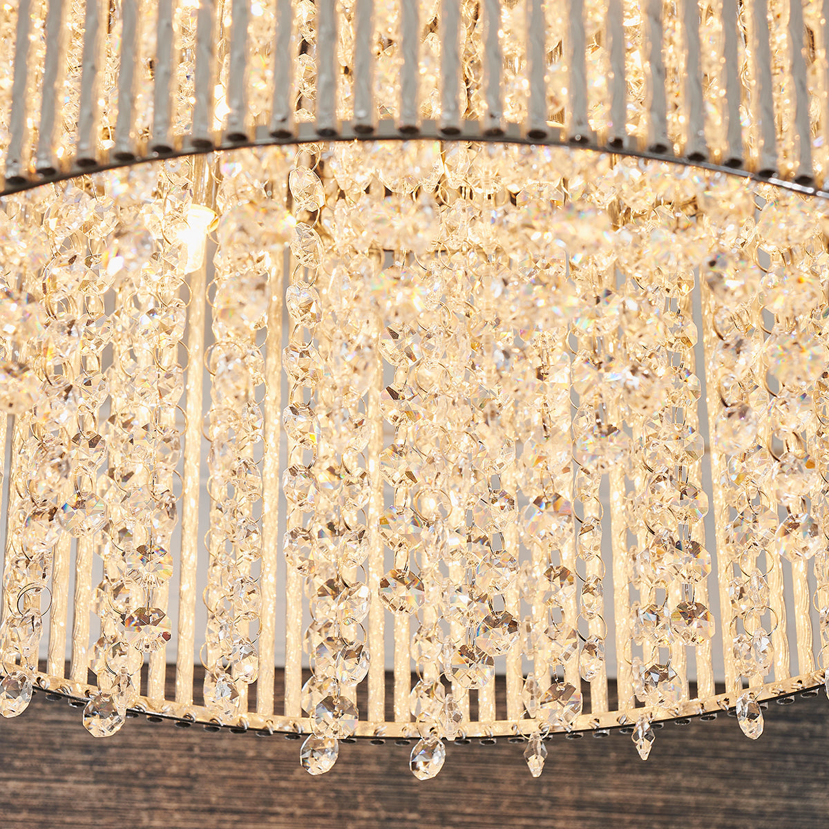 Fergus Clear Crystal Ten Light Flush Light in Chrome