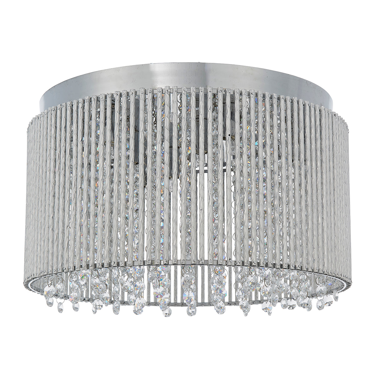 Fergus Clear Crystal Ten Light Flush Light in Chrome