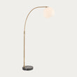 Moon Curved Floor Lamp in Brass, Black Marble and Opal