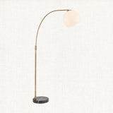 Moon Curved Floor Lamp in Brass, Black Marble and Opal