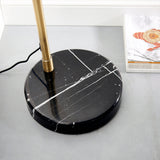 Moon Curved Floor Lamp in Brass, Black Marble and Opal