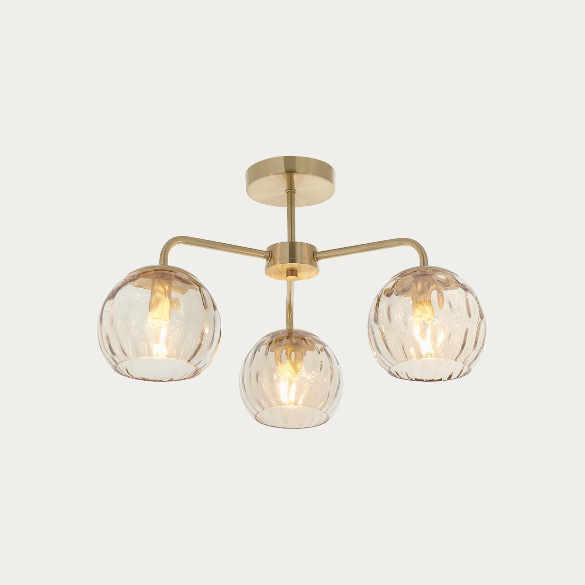 Ripple Three-Light Semi-Flush Ceiling Light in Brushed Brass