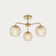 Ripple Three-Light Semi-Flush Ceiling Light in Brushed Brass