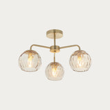 Ripple Three-Light Semi-Flush Ceiling Light in Brushed Brass